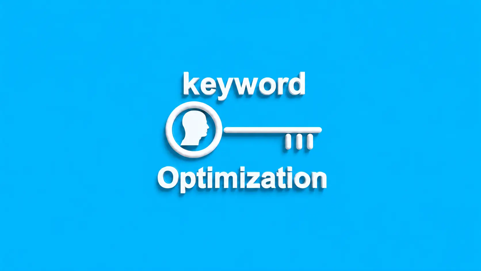 Γραφικό με την φράση “Keyword optimization” και εικονίδιο κλειδιού σε γαλάζιο φόντο που συμβολίζει τη βελτιστοποίηση λέξεων-κλειδιών στο SEO - Τι είναι οι λέξεις-κλειδιά (keywords).
