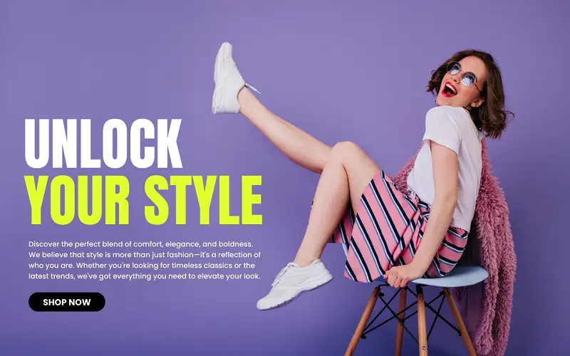 landing page design για online κατάστημα με κουμπί shop now