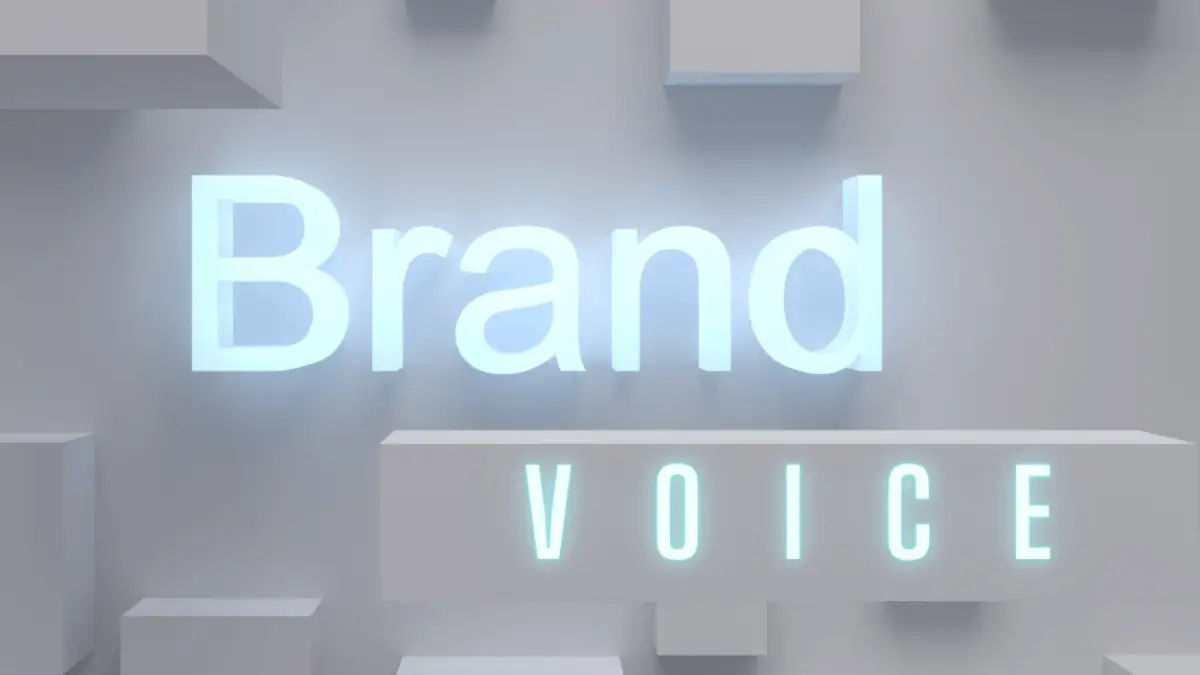 φωτεινή επιγραφή brand-voice σε φόντο